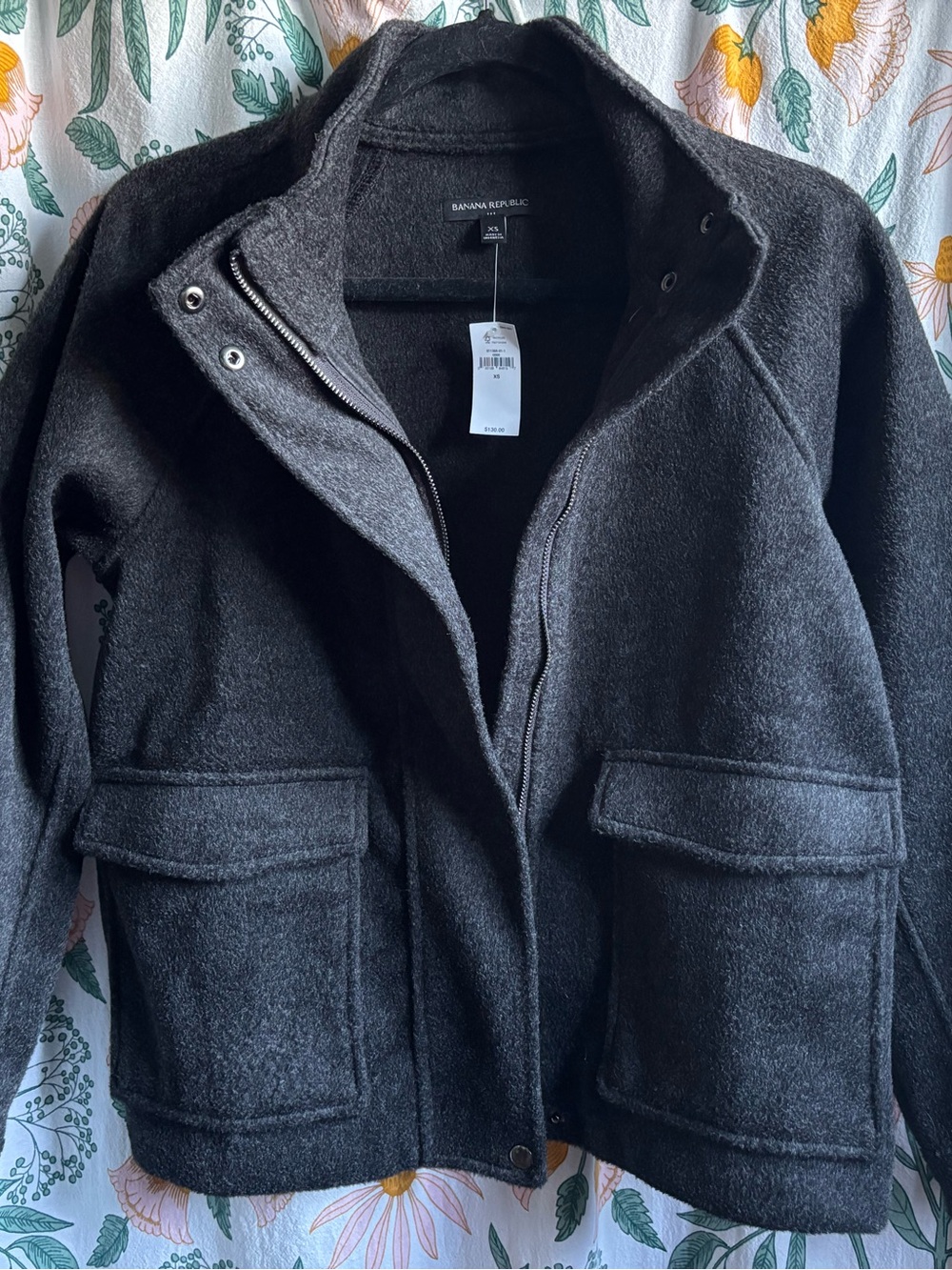 Banana Republic Brushed Charcoal Melton Jacket - XS - NWT